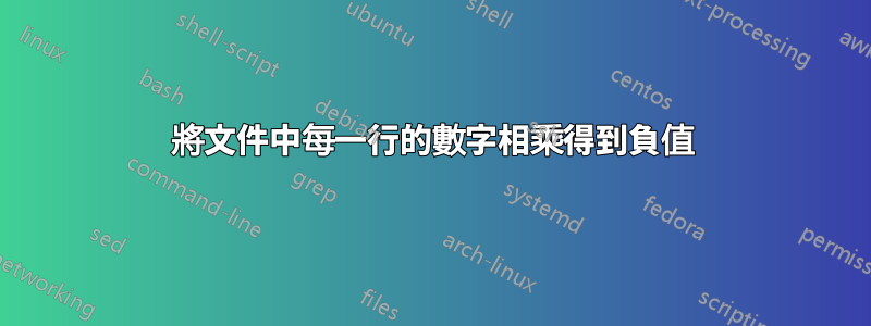 將文件中每一行的數字相乘得到負值