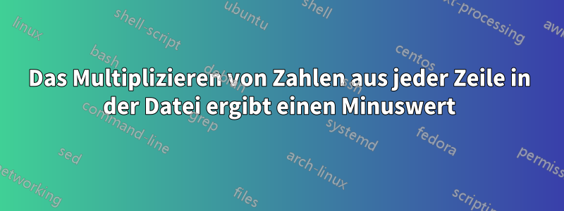 Das Multiplizieren von Zahlen aus jeder Zeile in der Datei ergibt einen Minuswert