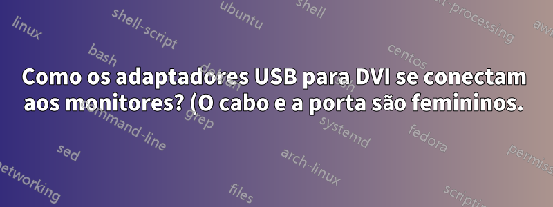 Como os adaptadores USB para DVI se conectam aos monitores? (O cabo e a porta são femininos.)