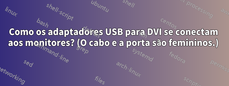 Como os adaptadores USB para DVI se conectam aos monitores? (O cabo e a porta são femininos.)