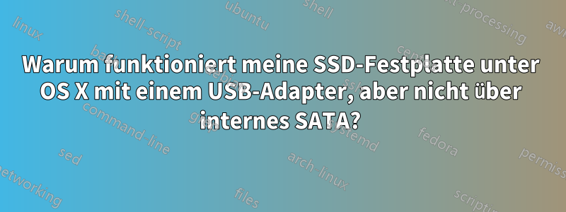 Warum funktioniert meine SSD-Festplatte unter OS X mit einem USB-Adapter, aber nicht über internes SATA?