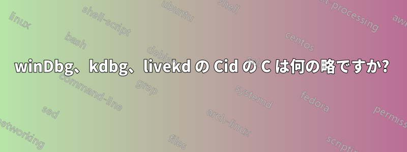 winDbg、kdbg、livekd の Cid の C は何の略ですか?