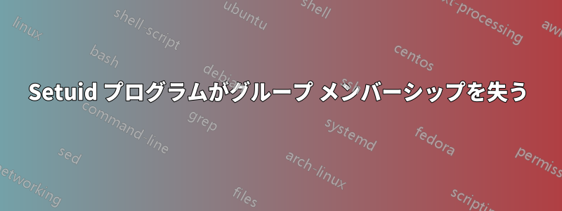Setuid プログラムがグループ メンバーシップを失う