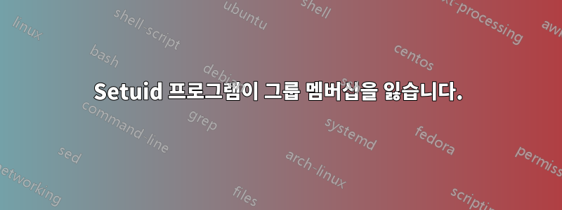 Setuid 프로그램이 그룹 멤버십을 잃습니다.