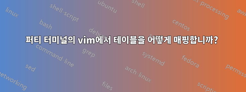 퍼티 터미널의 vim에서 테이블을 어떻게 매핑합니까?