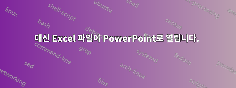 대신 Excel 파일이 PowerPoint로 열립니다.