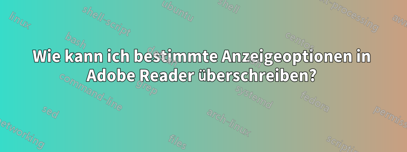 Wie kann ich bestimmte Anzeigeoptionen in Adobe Reader überschreiben?