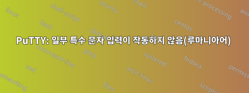 PuTTY: 일부 특수 문자 입력이 작동하지 않음(루마니아어)