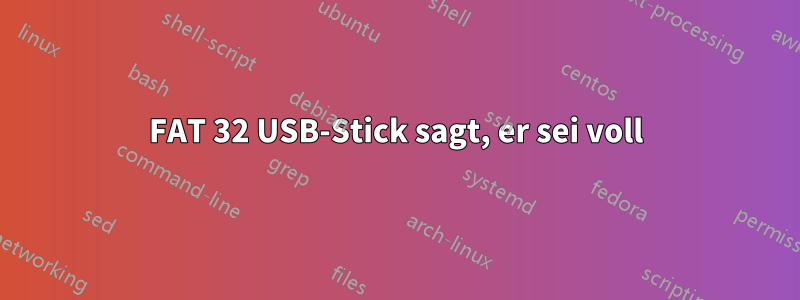 FAT 32 USB-Stick sagt, er sei voll