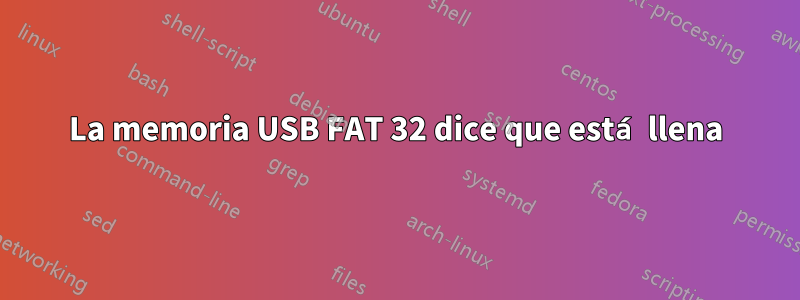 La memoria USB FAT 32 dice que está llena