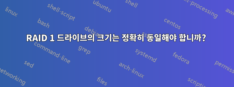 RAID 1 드라이브의 크기는 정확히 동일해야 합니까?