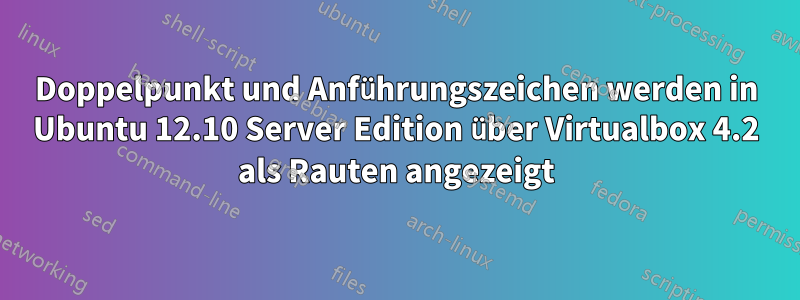 Doppelpunkt und Anführungszeichen werden in Ubuntu 12.10 Server Edition über Virtualbox 4.2 als Rauten angezeigt