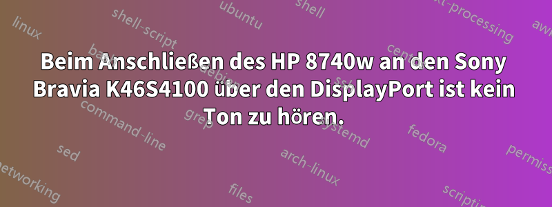 Beim Anschließen des HP 8740w an den Sony Bravia K46S4100 über den DisplayPort ist kein Ton zu hören.