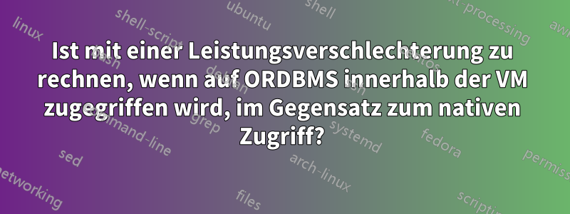 Ist mit einer Leistungsverschlechterung zu rechnen, wenn auf ORDBMS innerhalb der VM zugegriffen wird, im Gegensatz zum nativen Zugriff?