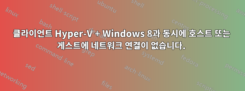 클라이언트 Hyper-V + Windows 8과 동시에 호스트 또는 게스트에 네트워크 연결이 없습니다.