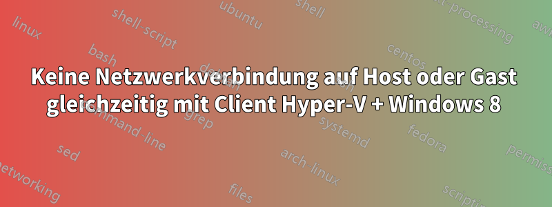 Keine Netzwerkverbindung auf Host oder Gast gleichzeitig mit Client Hyper-V + Windows 8