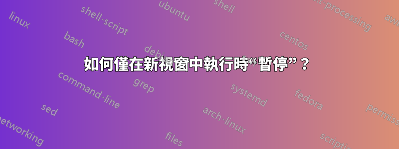 如何僅在新視窗中執行時“暫停”？