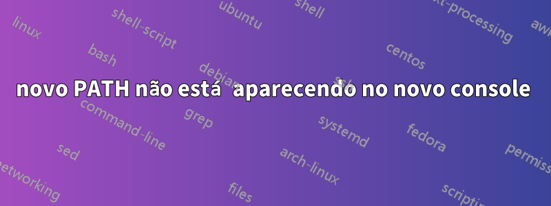 novo PATH não está aparecendo no novo console