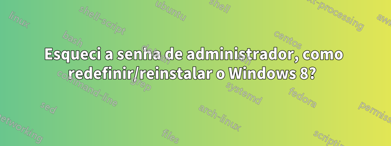Esqueci a senha de administrador, como redefinir/reinstalar o Windows 8? 