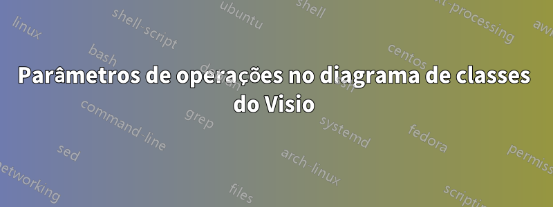 Parâmetros de operações no diagrama de classes do Visio