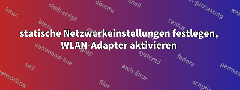 statische Netzwerkeinstellungen festlegen, WLAN-Adapter aktivieren