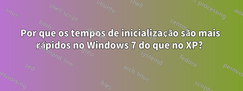 Por que os tempos de inicialização são mais rápidos no Windows 7 do que no XP? 