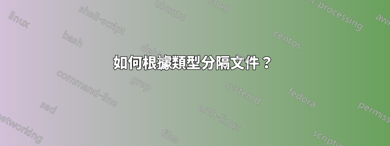 如何根據類型分隔文件？