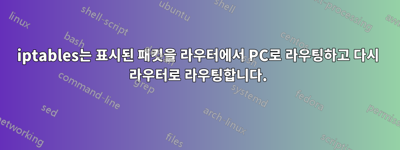 iptables는 표시된 패킷을 라우터에서 PC로 라우팅하고 다시 라우터로 라우팅합니다.