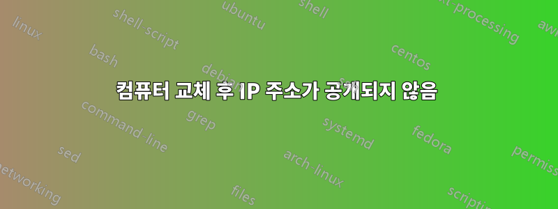 컴퓨터 교체 후 IP 주소가 공개되지 않음