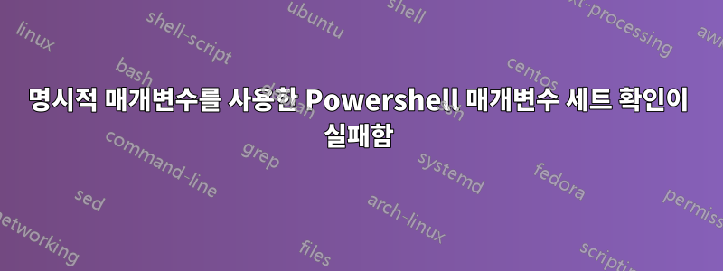 명시적 매개변수를 사용한 Powershell 매개변수 세트 확인이 실패함