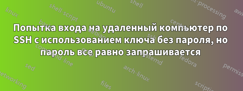 Попытка входа на удаленный компьютер по SSH с использованием ключа без пароля, но пароль все равно запрашивается