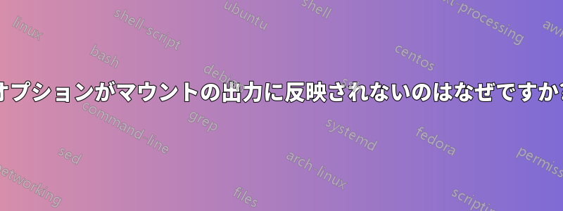 オプションがマウントの出力に反映されないのはなぜですか?