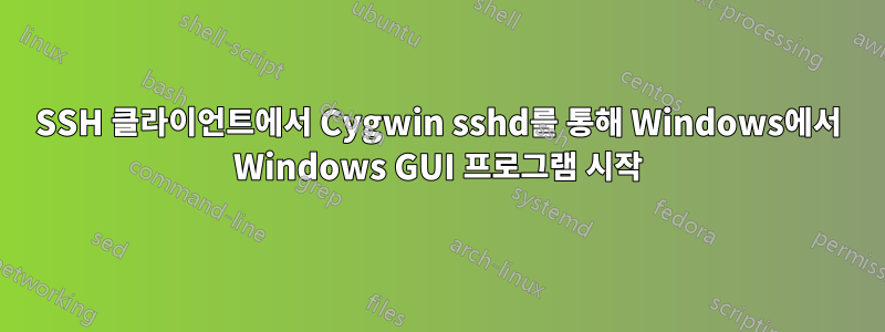 SSH 클라이언트에서 Cygwin sshd를 통해 Windows에서 Windows GUI 프로그램 시작