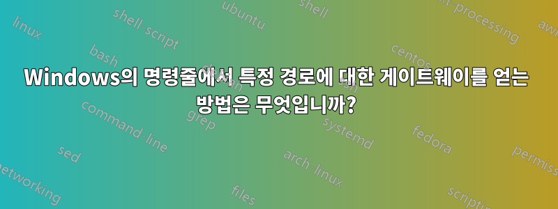 Windows의 명령줄에서 특정 경로에 대한 게이트웨이를 얻는 방법은 무엇입니까?