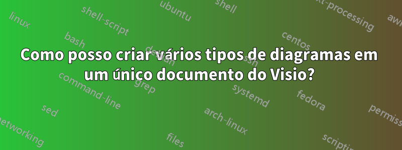 Como posso criar vários tipos de diagramas em um único documento do Visio?