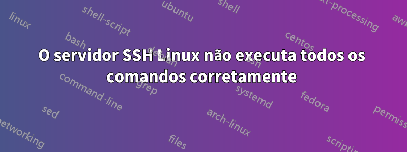 O servidor SSH Linux não executa todos os comandos corretamente