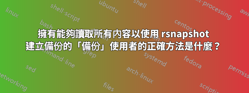 擁有能夠讀取所有內容以使用 rsnapshot 建立備份的「備份」使用者的正確方法是什麼？