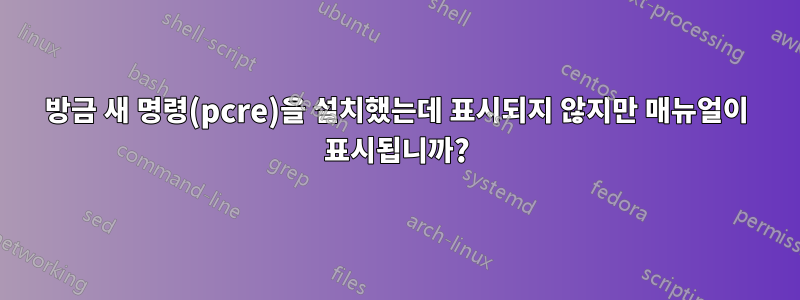 방금 새 명령(pcre)을 설치했는데 표시되지 않지만 매뉴얼이 표시됩니까?