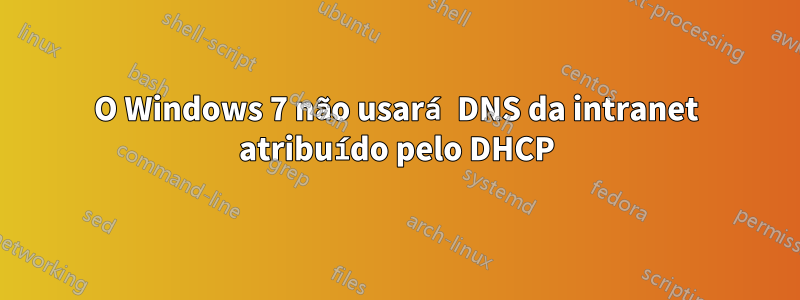 O Windows 7 não usará DNS da intranet atribuído pelo DHCP