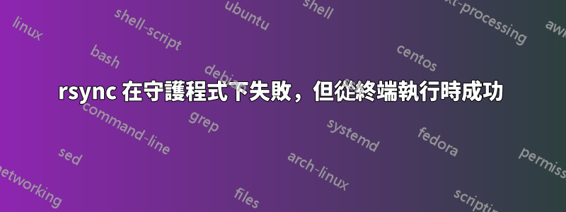 rsync 在守護程式下失敗，但從終端執行時成功