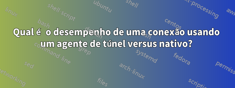 Qual é o desempenho de uma conexão usando um agente de túnel versus nativo?