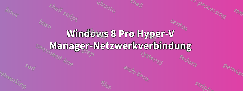 Windows 8 Pro Hyper-V Manager-Netzwerkverbindung