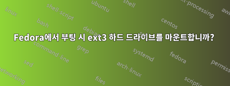 Fedora에서 부팅 시 ext3 하드 드라이브를 마운트합니까?