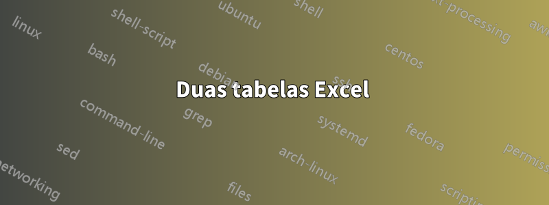 Duas tabelas Excel