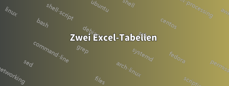 Zwei Excel-Tabellen