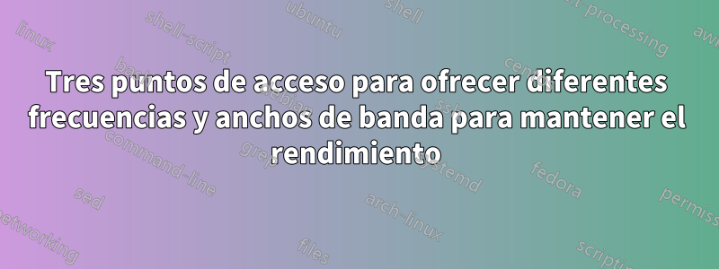 Tres puntos de acceso para ofrecer diferentes frecuencias y anchos de banda para mantener el rendimiento