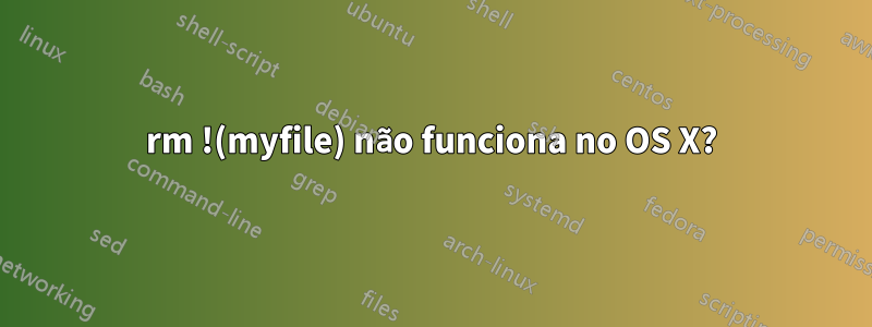 rm !(myfile) não funciona no OS X?