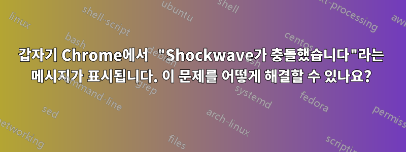 갑자기 Chrome에서 "Shockwave가 충돌했습니다"라는 메시지가 표시됩니다. 이 문제를 어떻게 해결할 수 있나요?