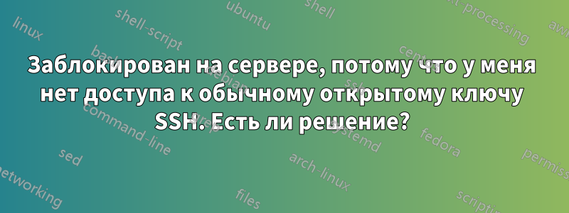 Заблокирован на сервере, потому что у меня нет доступа к обычному открытому ключу SSH. Есть ли решение?