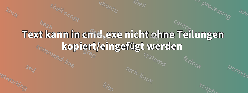 Text kann in cmd.exe nicht ohne Teilungen kopiert/eingefügt werden 